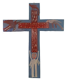 MT - Cross of a White Jesus with a French Bird, a Mountain Bird, and  Pinto Bird - Master Image