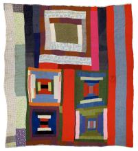 Lucy T. Pettway, "Housetop" and "Bricklayer" blocks with bars, c. 1955