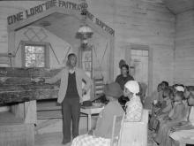 School in the Pleasant Grove Baptist Church building