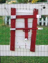 Fence decorations in James Arnold's yard