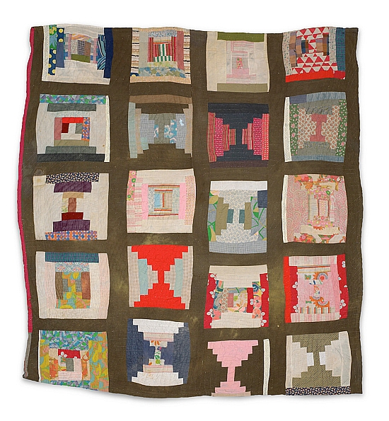 Loretta Pettway - "Log Cabin"—twenty-block sampler variation (local name: "Bricklayer") - Master Image