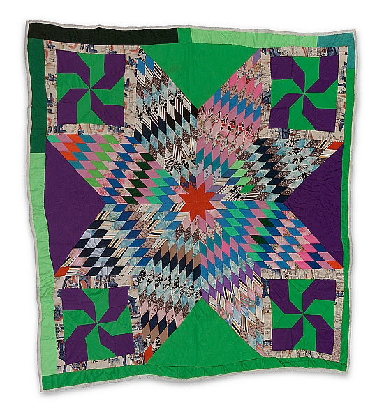 LTP - "Blazing Star" (quiltmaker's name) with "Pinwheel" corner blocks - Master Image