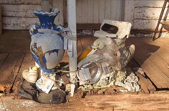 ES - Assemblage sculpture on front porch - Master Image